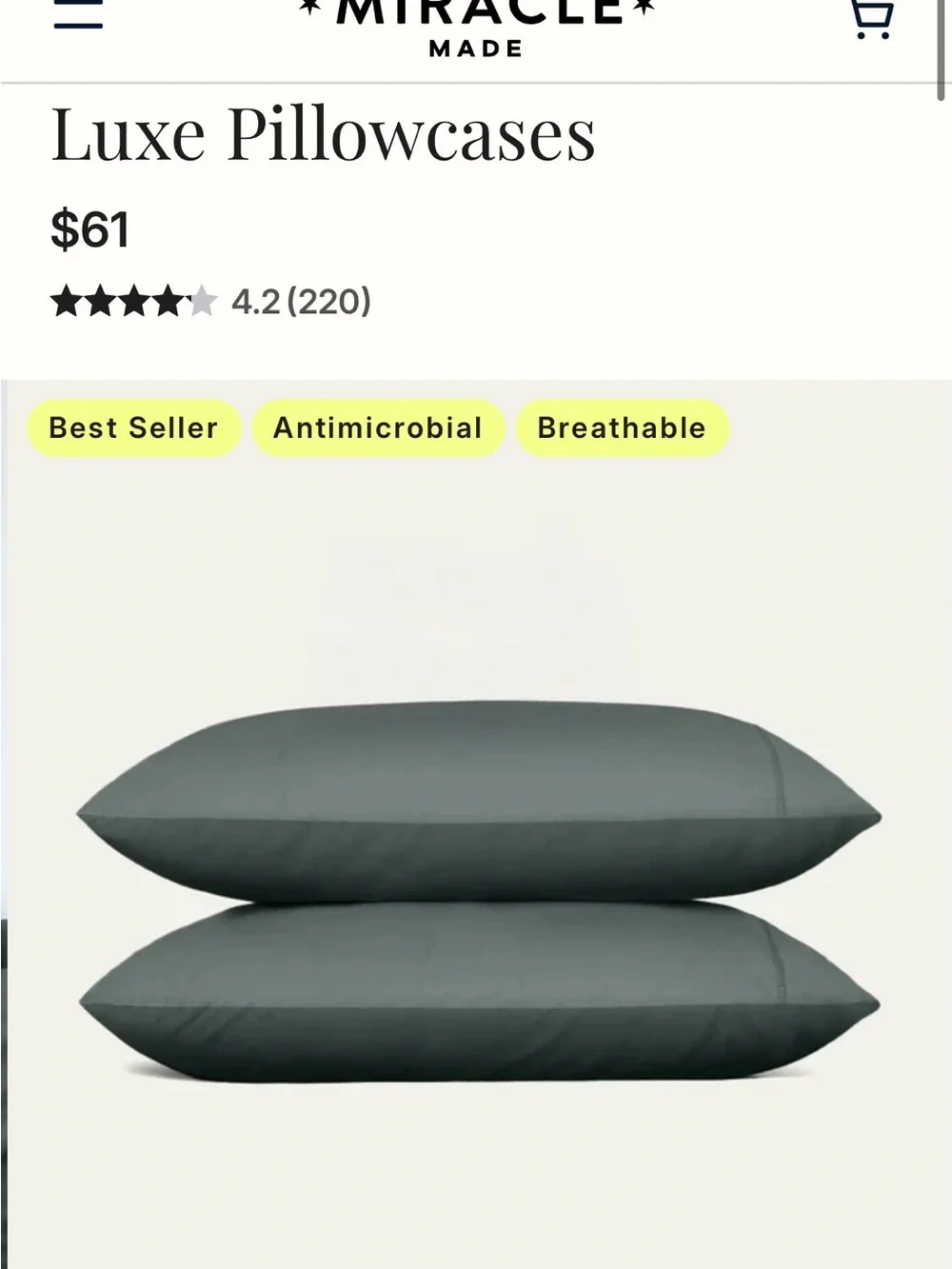 Miracle Luxe Pillowcases — Gray